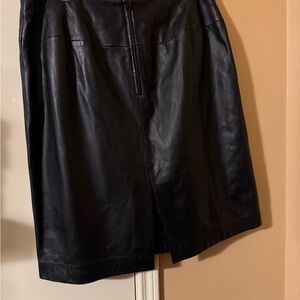 Valerie Stevens Black Leather Pencil Skirt